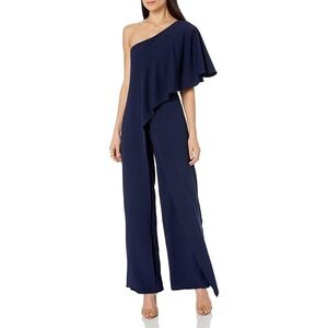 Marina One-Shoulder Jumpsuit, Size 10​​​​​​​​​​​